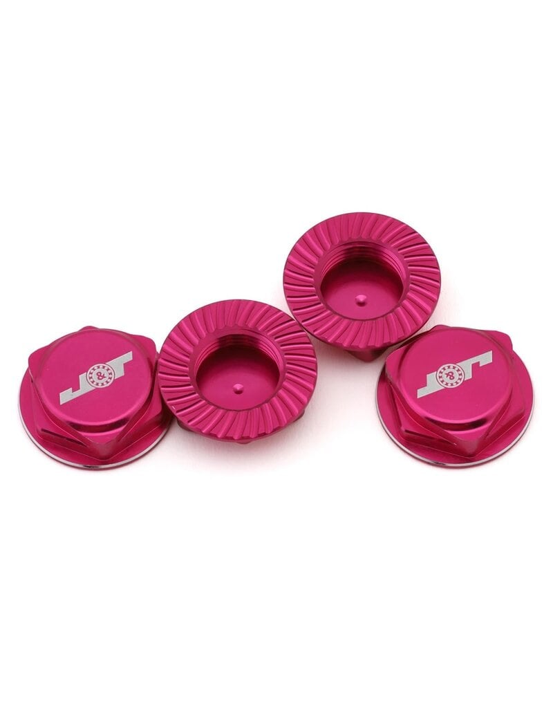 J&T BEARING CO. JTB-JT11160-PK ALUMINUM 17MM SERRATED WHEEL NUTS (PINK) (4)