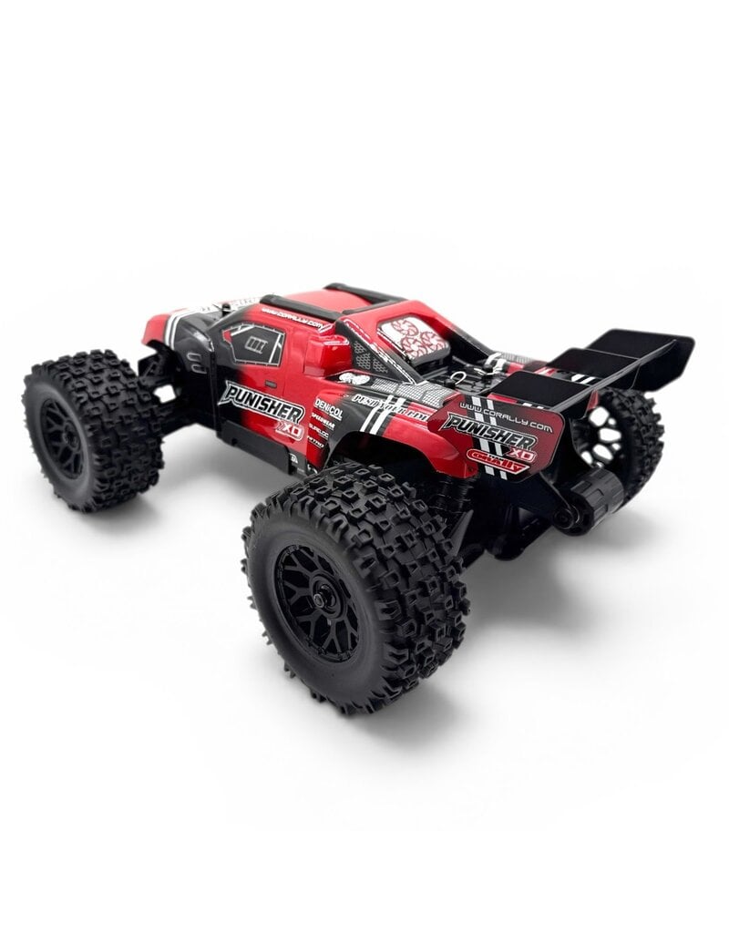 TEAM CORALLY COR00231-R PUNISHER XD 4WD 2S SMALL SCALE, RTR MONSTER TRUCK, RED