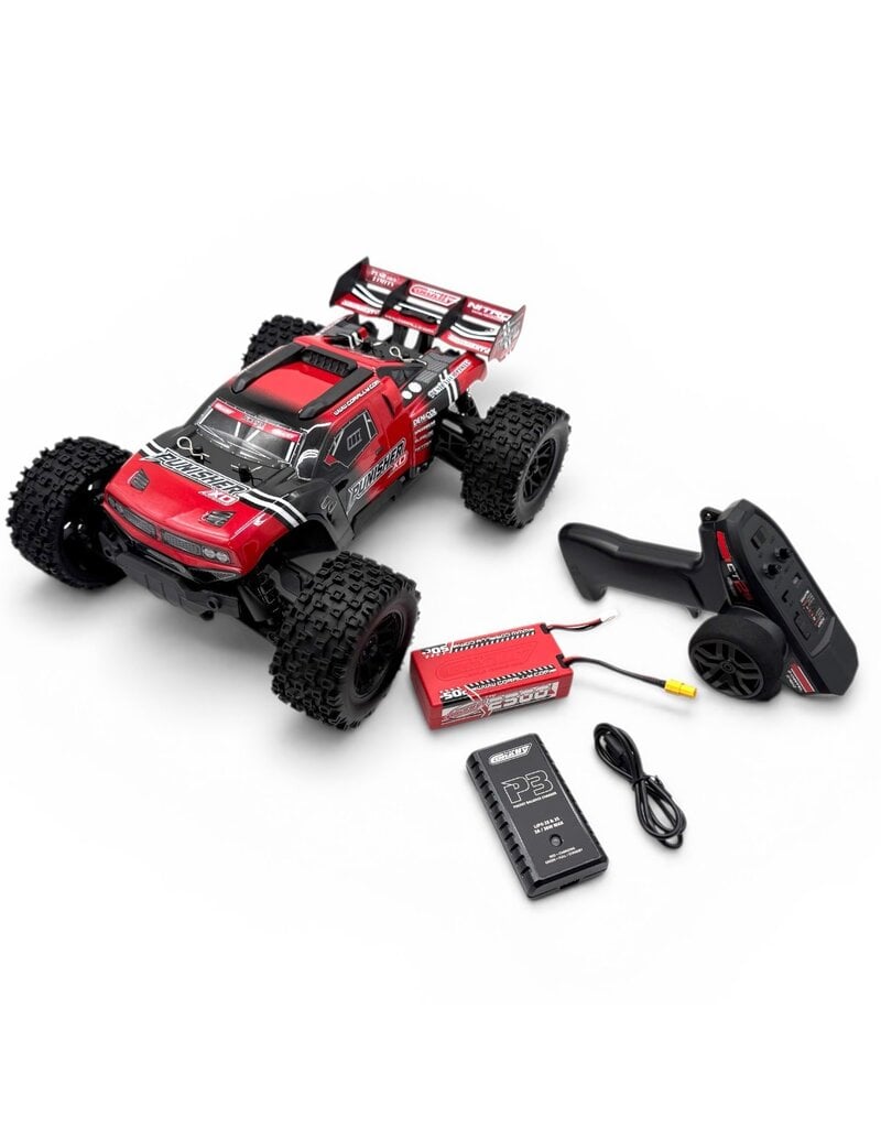 TEAM CORALLY COR00231-R PUNISHER XD 4WD 2S SMALL SCALE, RTR MONSTER TRUCK, RED