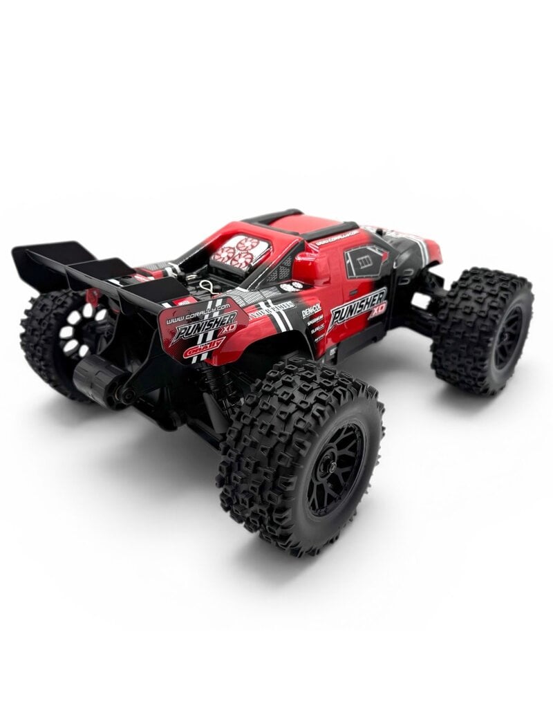 TEAM CORALLY COR00231-R PUNISHER XD 4WD 2S SMALL SCALE, RTR MONSTER TRUCK, RED