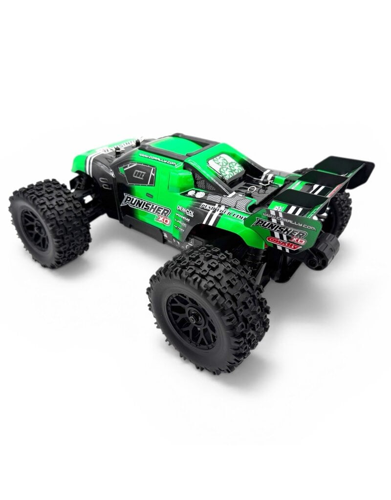 TEAM CORALLY COR00231-G PUNISHER XD 4WD 2S SMALL SCALE, RTR MONSTER TRUCK, GREEN