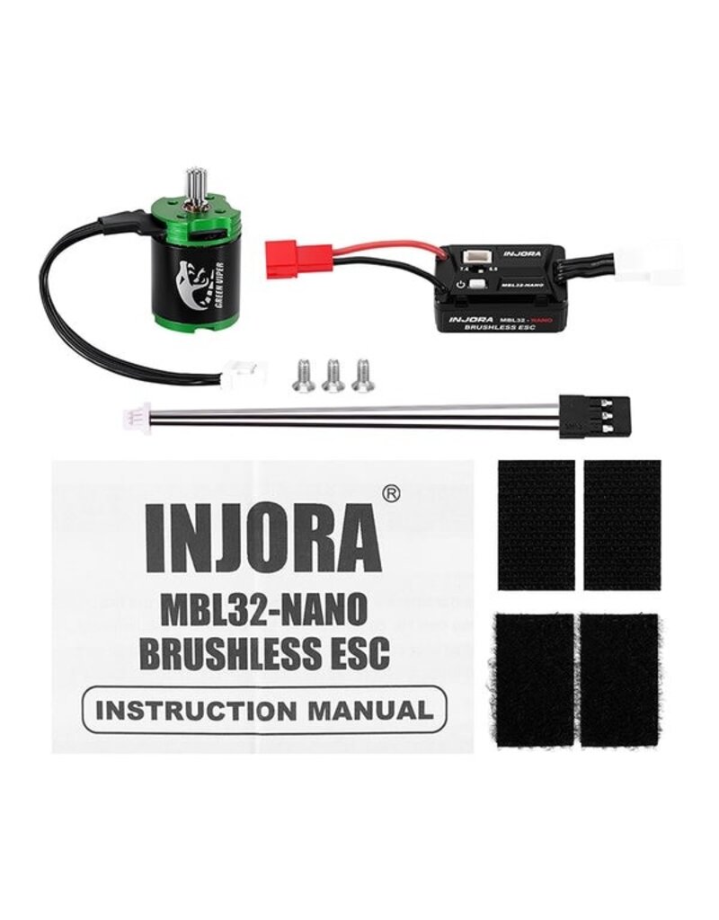 INJORA INJMBL32-NANO-INM24 AXIAL SCX30 MBL32-NANO ESC & 1621 GREEN VIPER BRUSHLESS COMBO