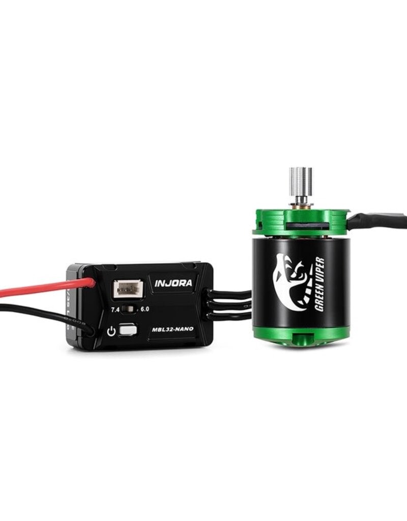 INJORA INJMBL32-NANO-INM24 AXIAL SCX30 MBL32-NANO ESC & 1621 GREEN VIPER BRUSHLESS COMBO