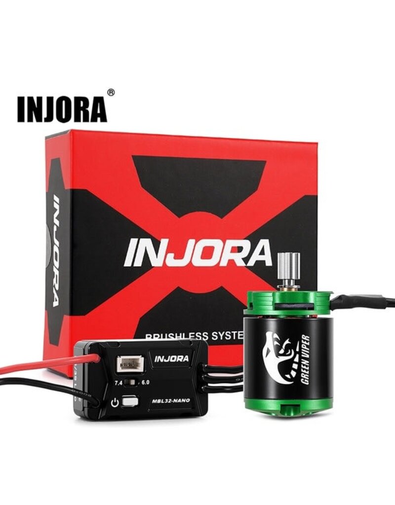 INJORA INJMBL32-NANO-INM24 AXIAL SCX30 MBL32-NANO ESC & 1621 GREEN VIPER BRUSHLESS COMBO