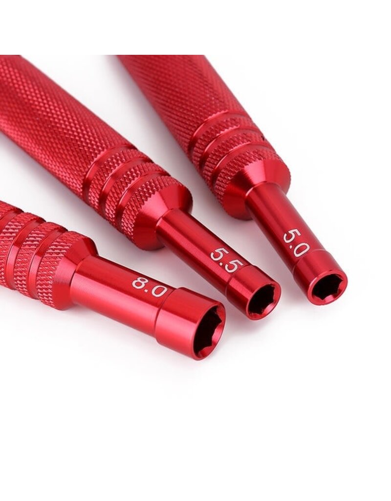 INJORA INJTOOL-LSD07 ALUMINUM THIN-WALLED WHEEL NUT WRENCHES SET (RED)