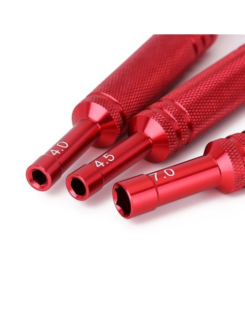 INJORA INJTOOL-LSD07 ALUMINUM THIN-WALLED WHEEL NUT WRENCHES SET (RED)