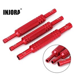 INJORA INJTOOL-LSD07 ALUMINUM THIN-WALLED WHEEL NUT WRENCHES SET (RED)