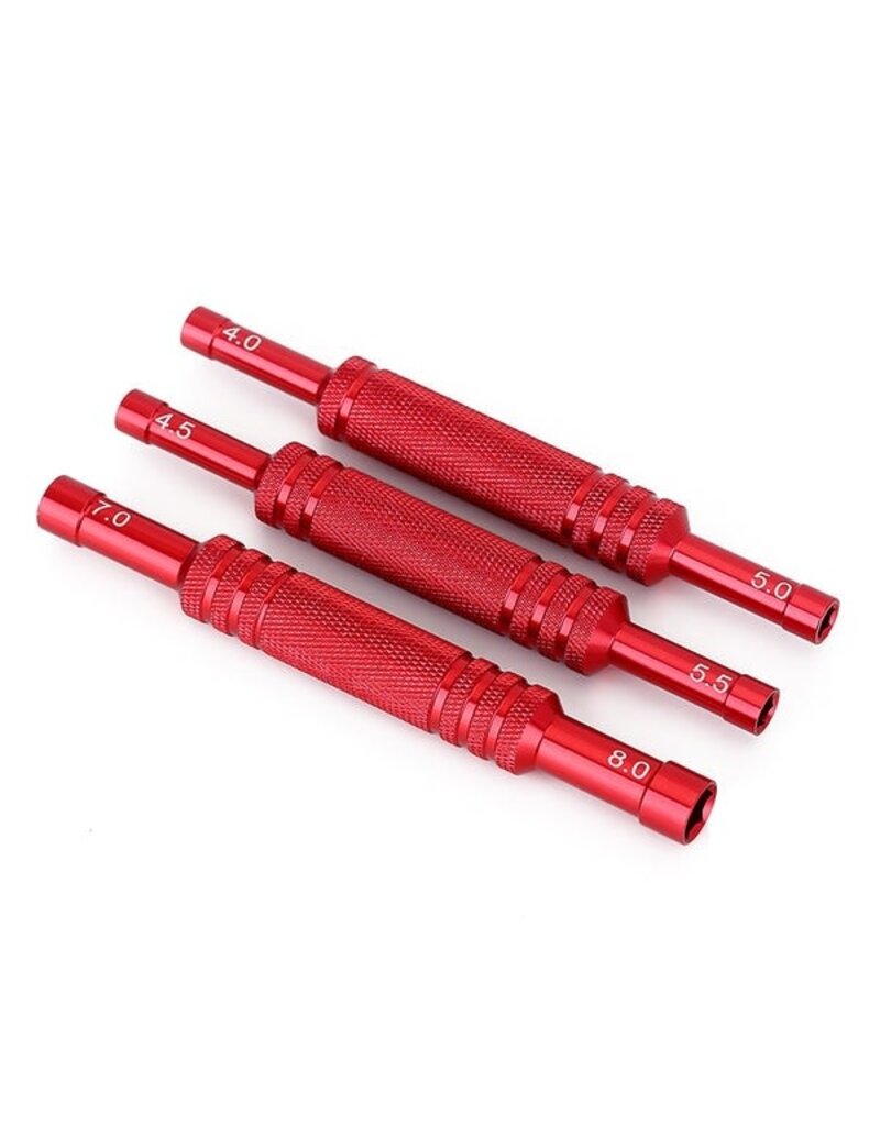 INJORA INJTOOL-LSD07 ALUMINUM THIN-WALLED WHEEL NUT WRENCHES SET (RED)
