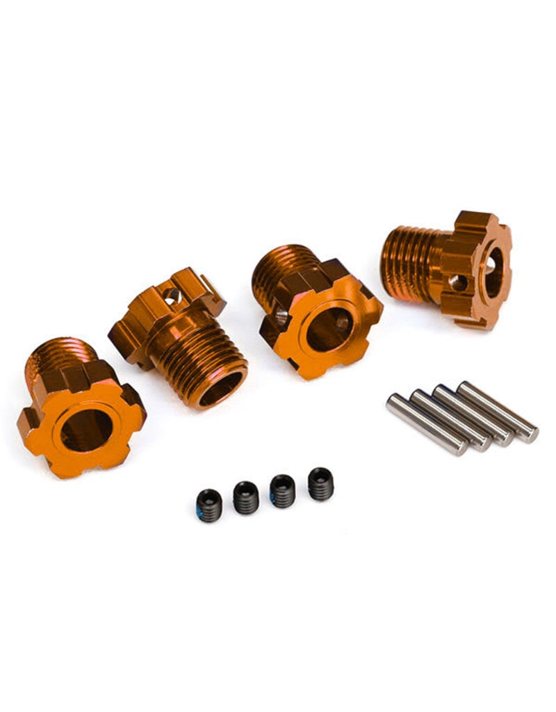 TRAXXAS TRA8654A WHEEL HUBS, SPLINED, 17MM (ORANGE-ANODIZED) (4)/ 4X5 GS (4)/ 3X14MM PIN (4)