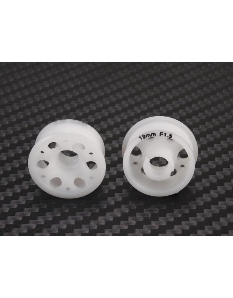 PN RACING PN MR2086F15 2WD 6 SPOKE DELRIN 8.5X19MM FLANGED FRONT WHEELS 1.5MM OFFSET: WHITE (2)