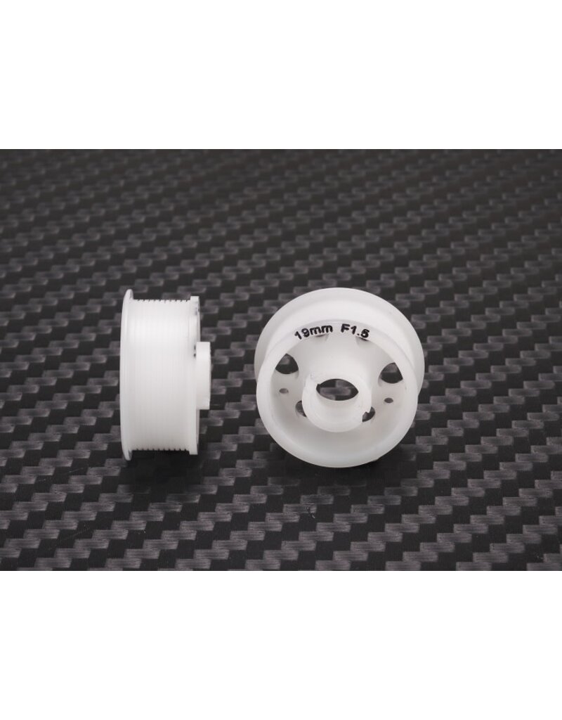 PN RACING PN MR2086F15 2WD 6 SPOKE DELRIN 8.5X19MM FLANGED FRONT WHEELS 1.5MM OFFSET: WHITE (2)