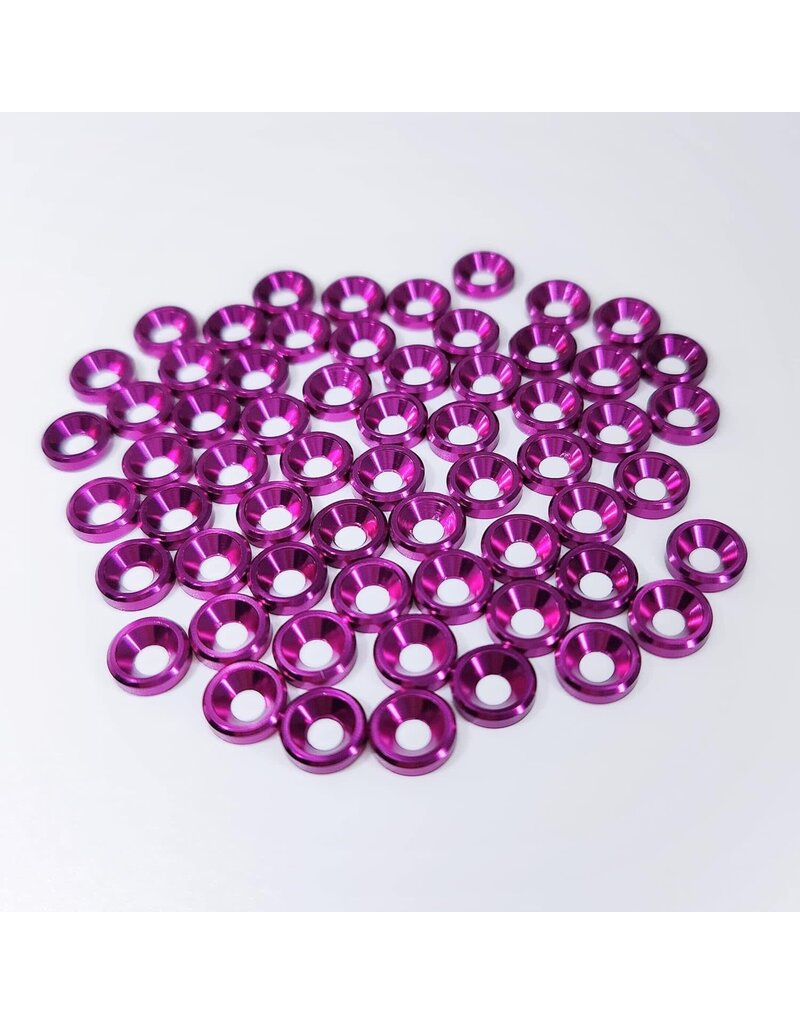 MT51826-PUR ANODIZED ALUMINUM COUNTERSUNK M3 WASHERS: PURPLE (60)