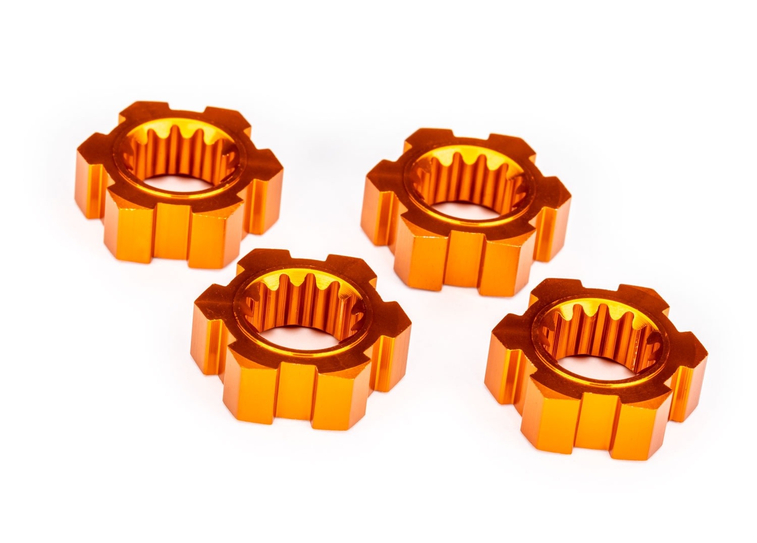 TRA7756-ORNG 24 MM ORANGE ALUMINUM SPLINED HEX WHEEL HUBS (4)