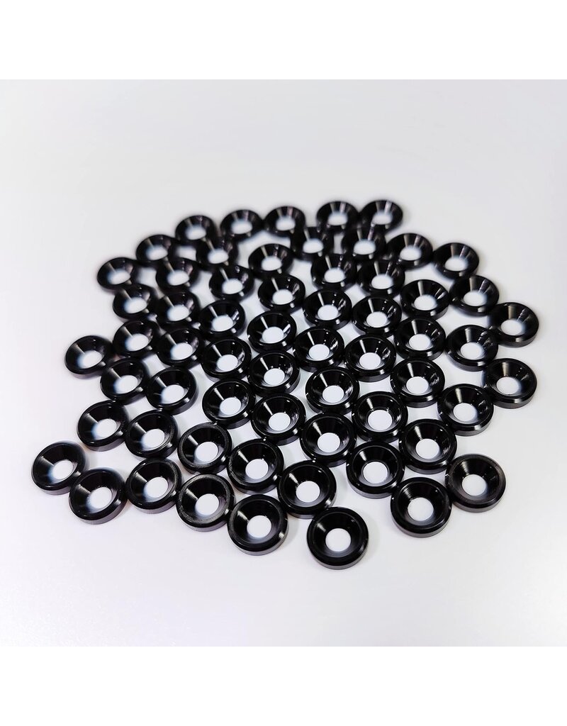 MT51826-BLK ANODIZED ALUMINUM COUNTERSUNK M3 WASHERS: BLACK (60)