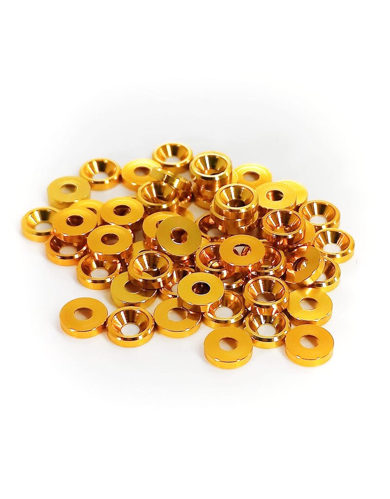 MT51826-GLD ANODIZED ALUMINUM COUNTERSUNK M3 WASHERS: GOLD (60)