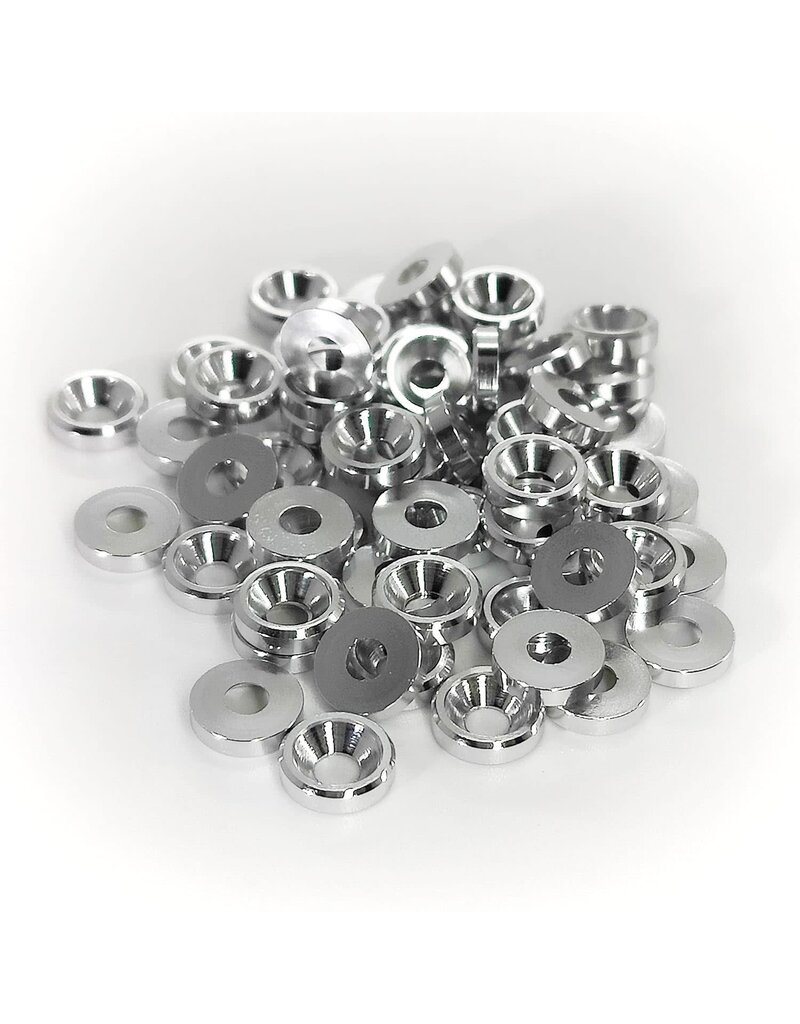 MT51826-SLR ANODIZED ALUMINUM COUNTERSUNK M3 WASHERS: SILVER (60)