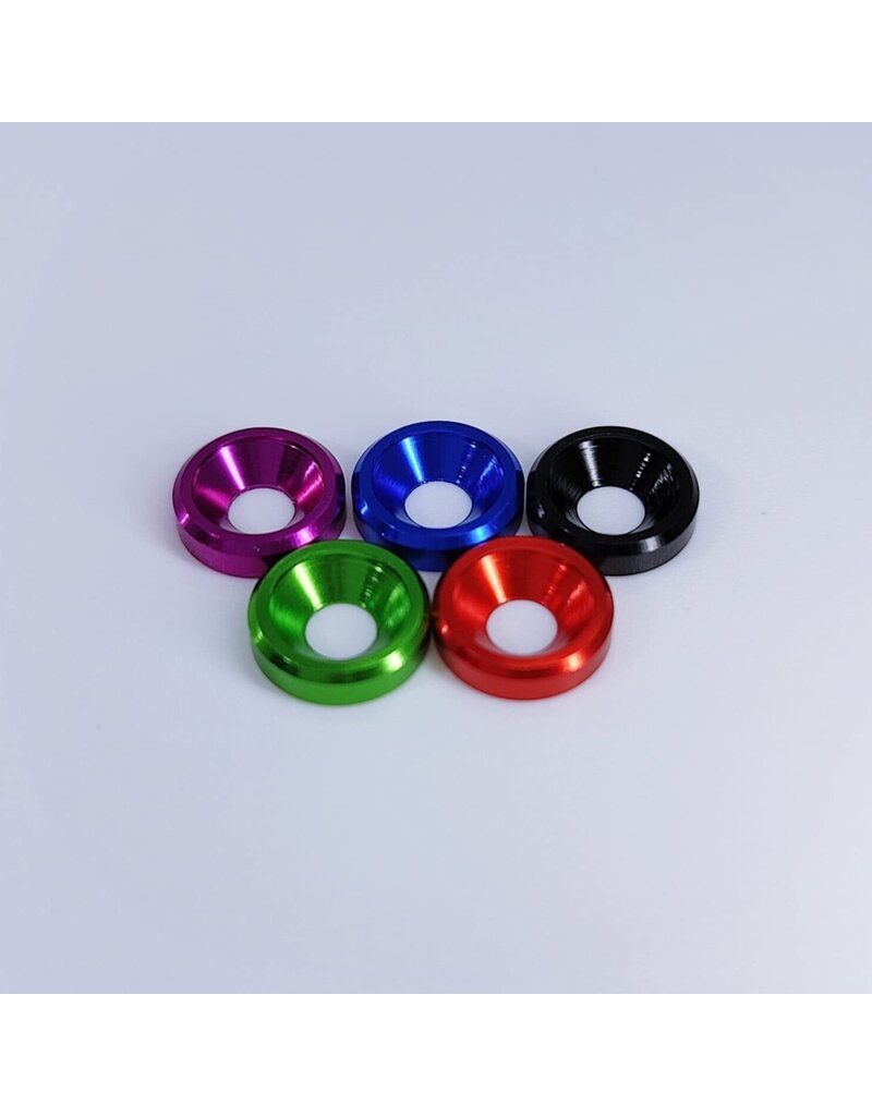 MT51826-BLU ANODIZED ALUMINUM COUNTERSUNK M3 WASHERS: BLUE (60)