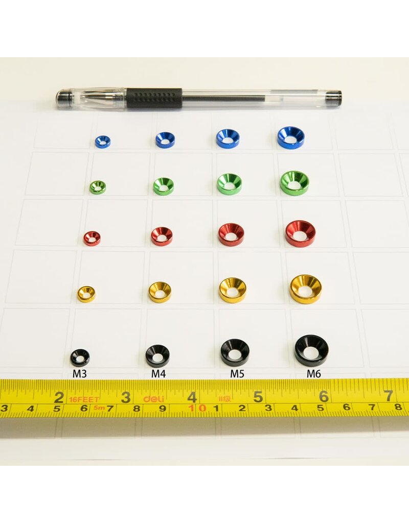 MT51826-BLU ANODIZED ALUMINUM COUNTERSUNK M3 WASHERS: BLUE (60)