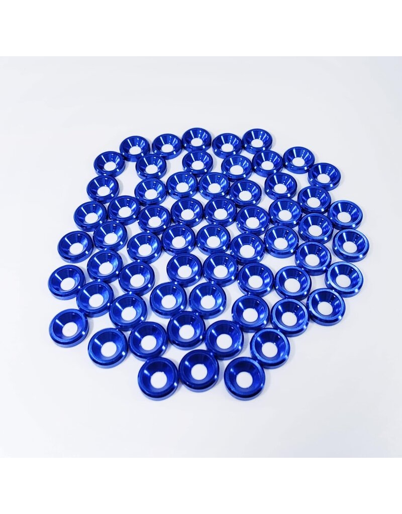 MT51826-BLU ANODIZED ALUMINUM COUNTERSUNK M3 WASHERS: BLUE (60)
