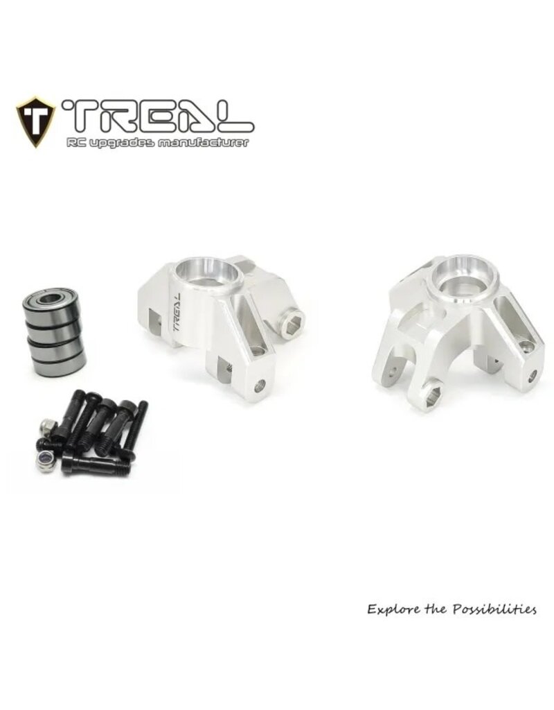 TREAL TRLX002SD4A4F LOSI LMT ALUMINUM FRONT STEERING KNUCKLE (SILVER) (2)