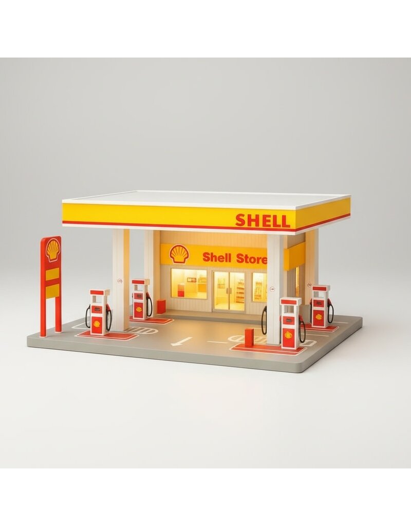 IMEX IMX2567 1/64 SCALE LIGHT-UP SHELL GAS STATION DIORAMA