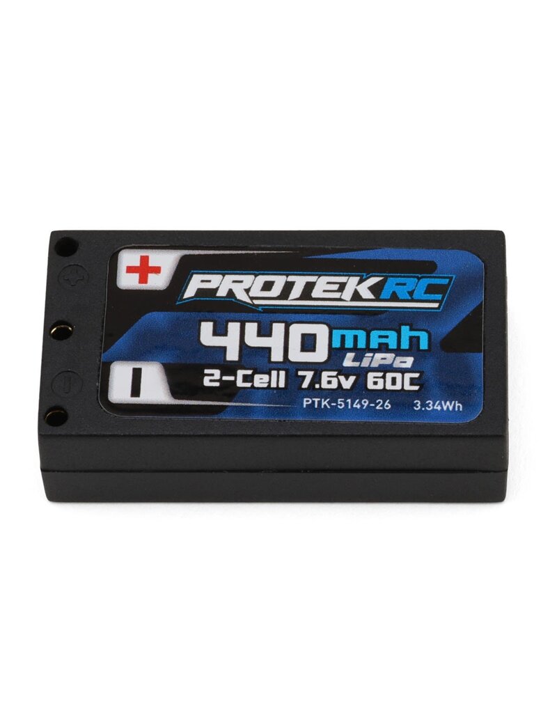 PROTEK RC PTK-5149-26 2S 60C LOW IR 1/28 HARD CASE LIPO (7.6V/440MAH) W/2MM BULLETS