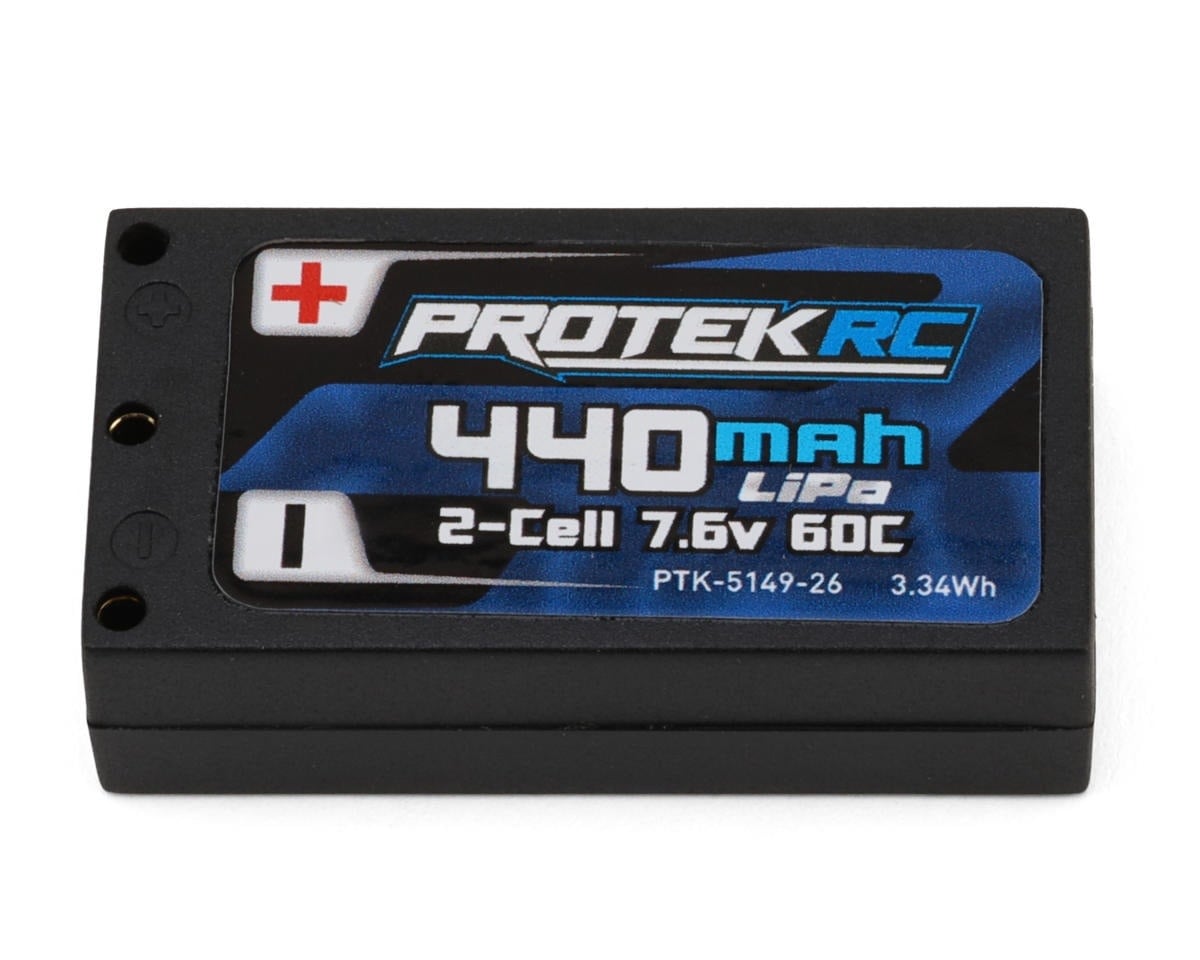 PTK-5149-26 2S 60C LOW IR 1/28 HARD CASE LIPO (7.6V/440MAH) W/2MM BULLETS