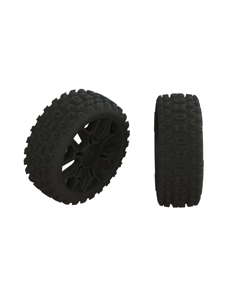 ARRMA AR550057 2HO TIRE SET GLUED BLACK (2)