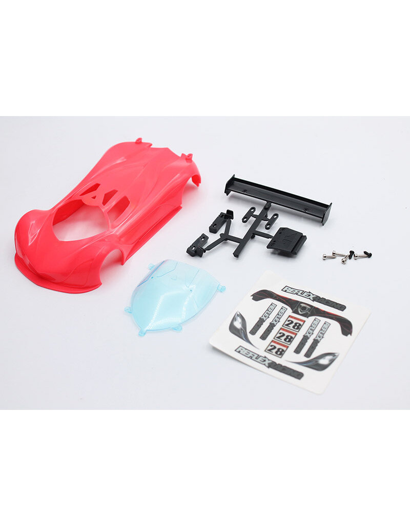 REFLEX RACING RAW-001-FR MF-1 ABS PLASTIC BODY SET: FLUOURESCENT RED