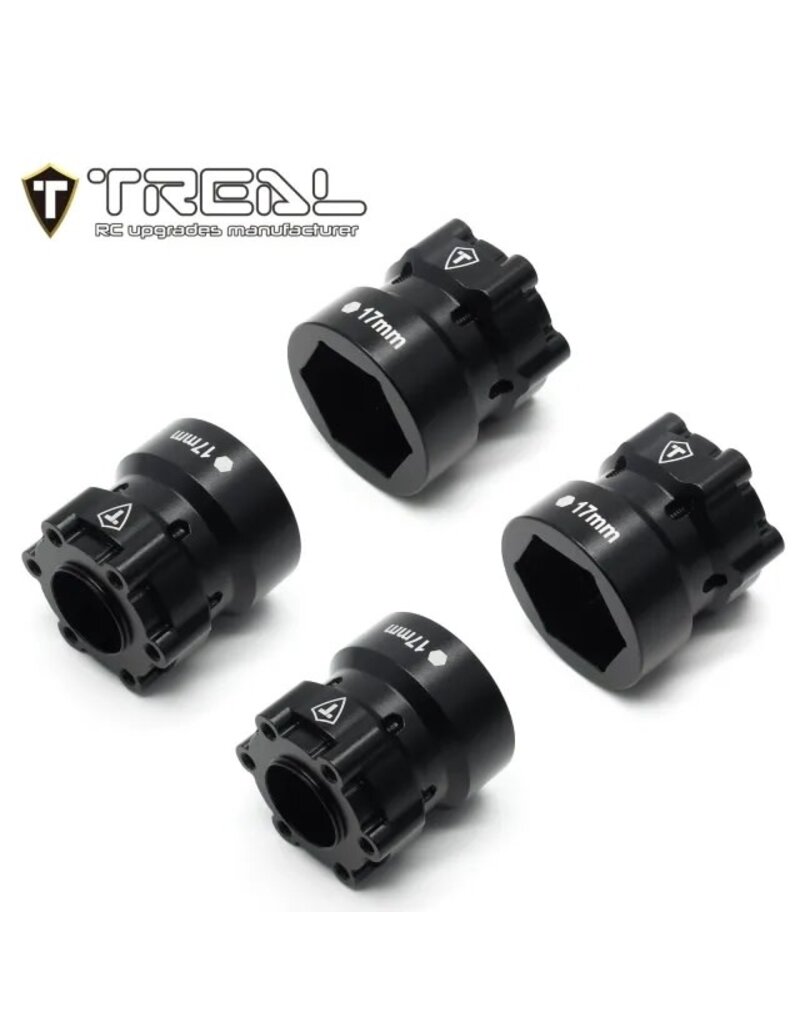 TREAL TRLB07GNDRWQL 2.6" MONSTER TRUCK WHEEL 17MM HEX ADAPTERS (BLACK) (4)