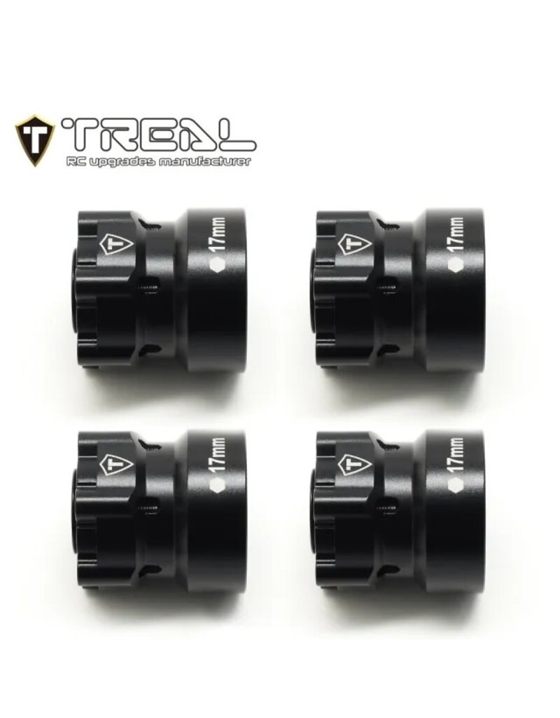 TREAL TRLB07GNDRWQL 2.6" MONSTER TRUCK WHEEL 17MM HEX ADAPTERS (BLACK) (4)