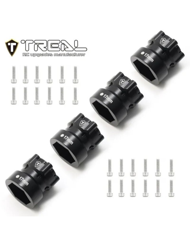 TREAL TRLB07GNDRWQL 2.6" MONSTER TRUCK WHEEL 17MM HEX ADAPTERS (BLACK) (4)