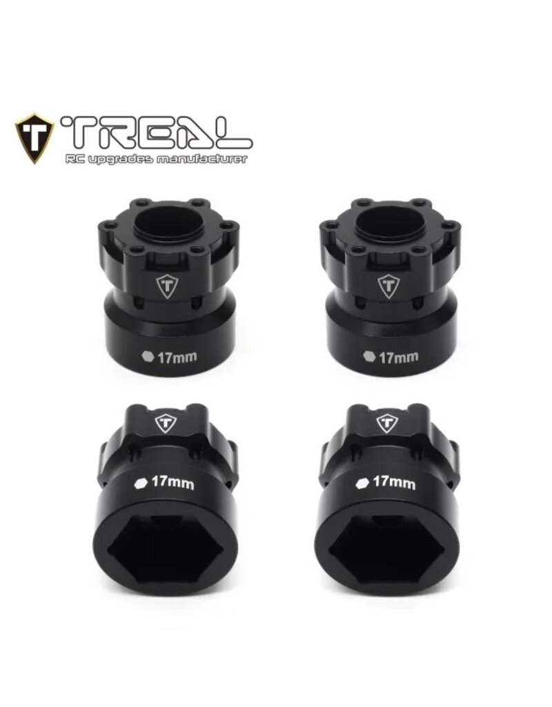 TREAL TRLB07GNDRWQL 2.6" MONSTER TRUCK WHEEL 17MM HEX ADAPTERS (BLACK) (4)