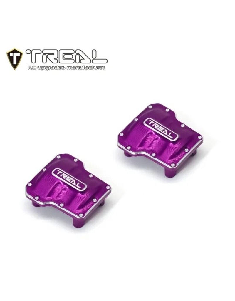 TREAL TRLX003KUW3DP ALUMINUM AXLE DIFFERENTIAL COVERS FOR TRAXXAS TRX-4M (PURPLE) (2)