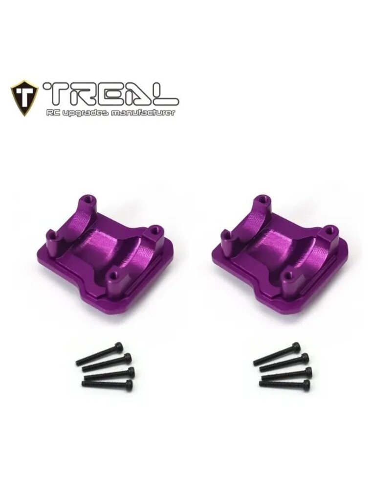 TREAL TRLX003KUW3DP ALUMINUM AXLE DIFFERENTIAL COVERS FOR TRAXXAS TRX-4M (PURPLE) (2)