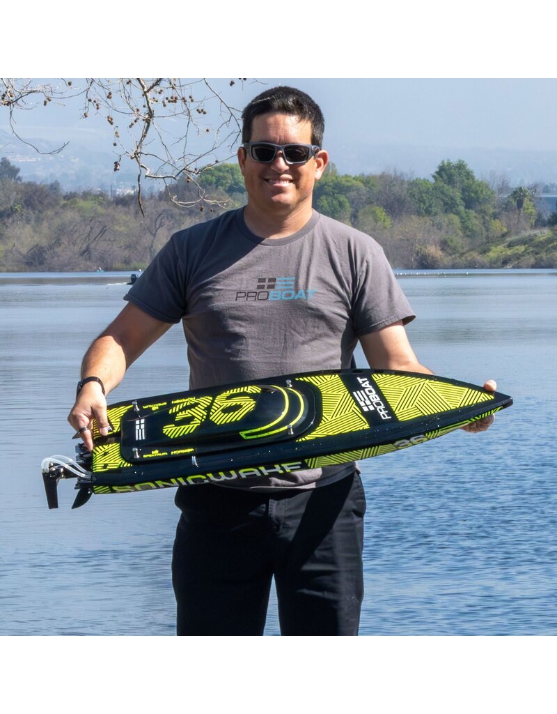PROBOAT PRB-2171T1 SONICWAKE 36" V3, SELF-RIGHTING V-HULL BOAT RTR, BLACK HULL