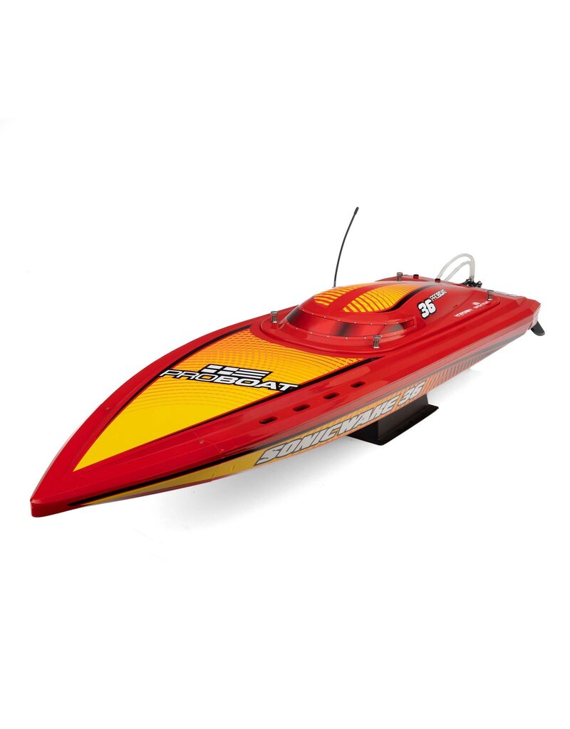 PROBOAT PRB-2171T2 SONICWAKE 36" V3, SELF-RIGHTING V-HULL BOAT RTR, RED HULL