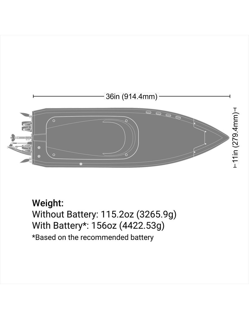 PROBOAT PRB-2171T2 SONICWAKE 36" V3, SELF-RIGHTING V-HULL BOAT RTR, RED HULL