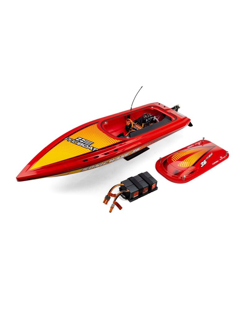 PROBOAT PRB-2171T2 SONICWAKE 36" V3, SELF-RIGHTING V-HULL BOAT RTR, RED HULL