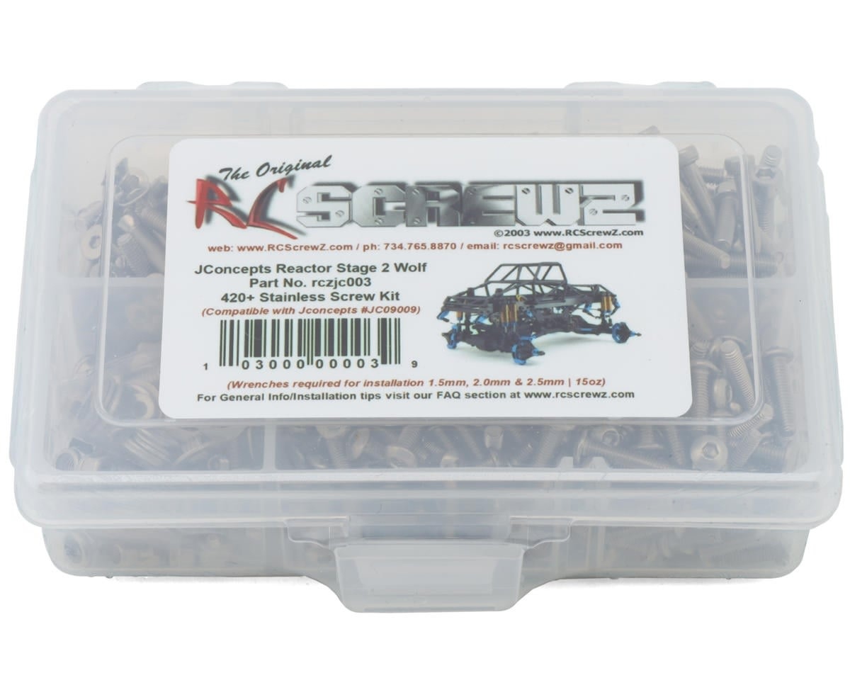 RCZJC003 JCONCEPTS REACTOR STAGE 2 "WOLF" 1/10TH STAINLESS STEEL SCREW SET