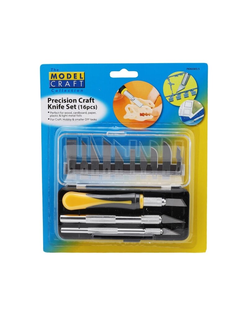 SHESTO LTD SKIPKN3305/S 16-PIECE PRECISION HOBBY KNIFE SET W/#1, #2 & #5 HANDLES