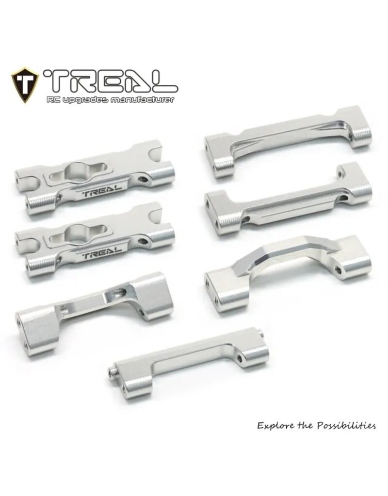 TREAL TRLX00449HEKX LOSI MINI LMT ALUMINUM CHASSIS CROSS BRACE SET (SILVER) (GRAVE DIGGER/SON-UVA DIGGER)