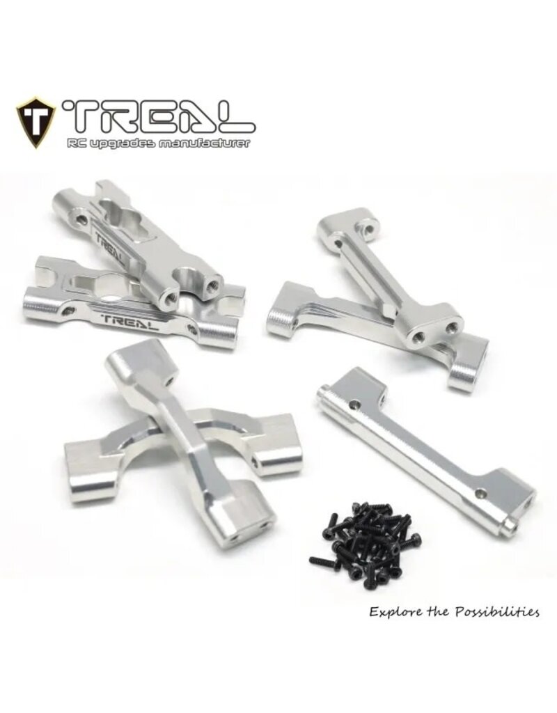 TREAL TRLX00449HEKX LOSI MINI LMT ALUMINUM CHASSIS CROSS BRACE SET (SILVER) (GRAVE DIGGER/SON-UVA DIGGER)