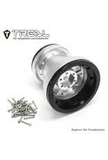 TREAL TRLX00445P7C9 LOSI MINI LMT 7075 ALUMINUM BEADLOCK WHEEL SET: SILVER/BLACK (4)
