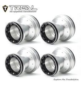 TREAL TRLX00445P7C9 LOSI MINI LMT 7075 ALUMINUM BEADLOCK WHEEL SET: SILVER/BLACK (4)