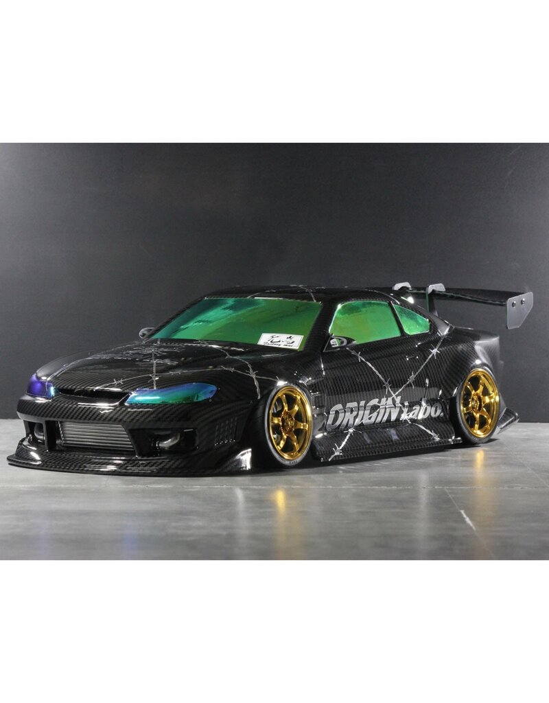 PANDORA RC PABFCB-195C 1/10 NISSAN SILVIA S15 ORIGIN LABO RAIJIN DRIFT BODY SET (THUNDER GOD) (CARBON FIBER DIPPED) (257-260MM)