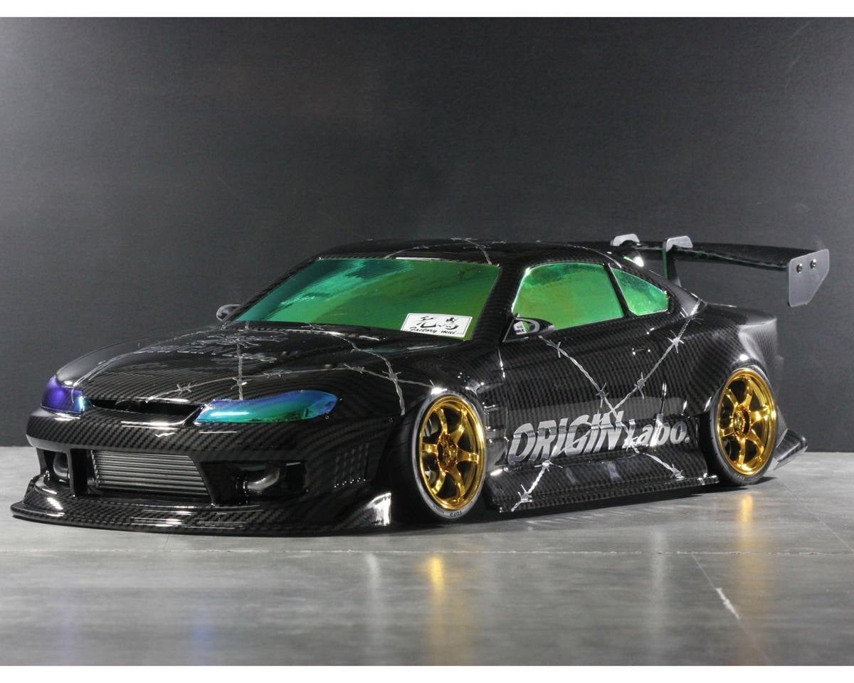 PABFCB-195C 1/10 NISSAN SILVIA S15 ORIGIN LABO RAIJIN DRIFT BODY SET (THUNDER GOD) (CARBON FIBER DIPPED) (257-260MM)