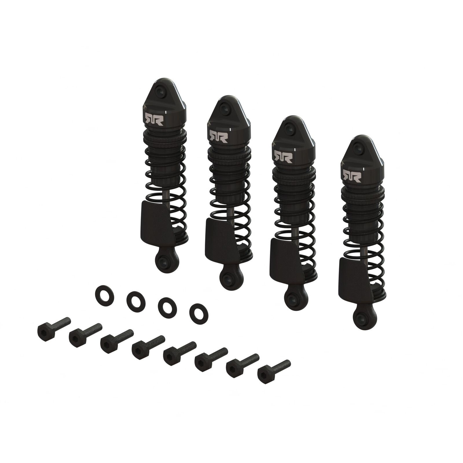 ARA-1567 ALUMINUM SHOCK SET, 58MM LENGTH, 1000 CST OIL (BLACK) (4PCS) - GROM