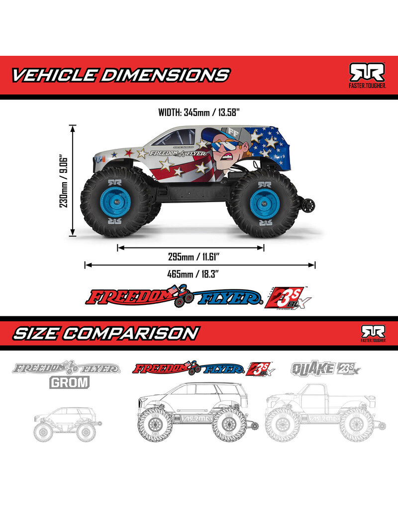 ARRMA ARA3530SFFT1 1/10 FREEDOM FLYER 223S 2WD RTR BRUSHLESS MONSTER TRUCK (BATTERY & CHARGER INCLUDED)