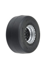 PROLINE RACING PRO1021810 1/16 REACTION RR TIRES MTD 7MM BLK/SIL: MINI DRAG (2)
